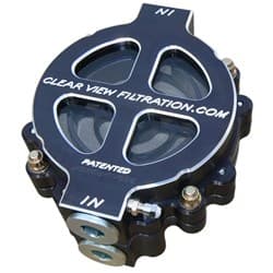 6" DRY SUMP OIL FILTER 115 MIC -16 PORTS / BLACK  ANODIZED CLEARVIEW - 101-115-B
