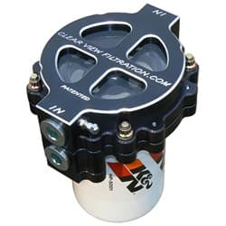 6" SCREW-ON OIL FILTER 115 MIC -12 PORTS BLACK ANODIZED CLEARVIEW - 125-115-B