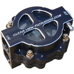 4" HI FLOW DRY SUMP OIL FILTER -16 115 MICRON BLACK ANODIZED CLEARVIEW -  445-115-B