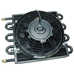 DYNO-COOL TRANS COOLER & FAN 13.625" x 10.25" x 3.625" -6AN DERALE - 12732