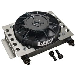 ATOMIC-COOL OIL COOLER W/ FAN -6AN & 3/8" BARB 12.75 x 9.375 DERALE - 13750