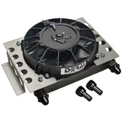 ATOMIC-COOL OIL COOLER W/ FAN -8AN & 1/2" BARB 12.75 x 9.375 DERALE - 15850