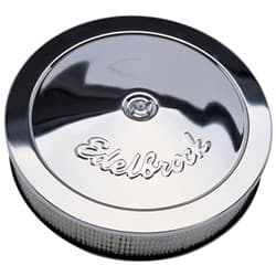 CHROME AIR CLEANER,14 X 3 3-5/16" OVERALL, WITH LOGO EDELBROCK - 1207