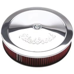 AIR CLEANER,14 X 3 5-1/8 NECK CHROME W/LOGO DROP BASE EDELBROCK - 1224