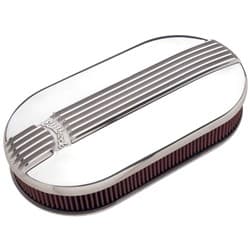 CLASSIC SERIES AIR CLEANER LAR GE OVAL POLISHED TWIN 4BBL EDELBROCK - 4119