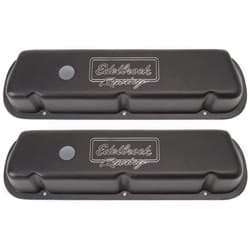 VICTOR SERIES SB FORD VALVE COVERS BLACK LOW EDELBROCK - 41253
