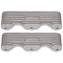 348/409 CLASSIC FIN VALVE Chev OVERS POLISHED EDELBROCK - 4140