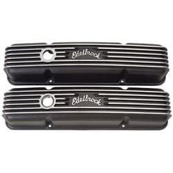 CLASSIC SERIES VALVE COVERS SB  CHEV BLACK W/FILLER HOLE EDELBROCK - 41443