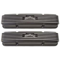 CLASSIC SERIES VALVE COVERS SB  CHEV BLACK NO FILLER HOLE EDELBROCK - 41453