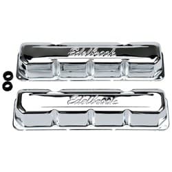 LOW CHROME VALVE COVERS AMC JEEP 290-401 67-91 NO BAFFLE EDELBROCK - 4431