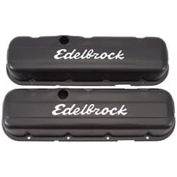 SIGNATURE SERIES VALVE COVERS BBC SHORT, BLACK EDELBROCK - 4483