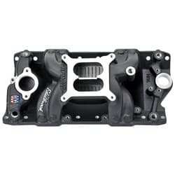 RPM AIR GAP MANIFOLD SBC BLACK NASCAR CHEVROLET INTAKE EDELBROCK - 75013
