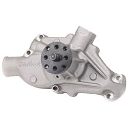 SB CHEV SHORT SATIN ALLOY WATER PUMP HI PERF SBC EDELBROCK - 8810