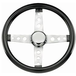 GRANT CHROME 4 SPOKE DRILLED BLK 13.5 STEERINGWHEEL 1-3/4"D GRANT - 570