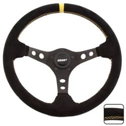 GRANT PERF RACE 13.75" WHEEL 3 SPOKE BLK SUEDE,YELLOW STRIPE GRANT - 697
