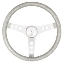 GRANT SILVER FLAKE 15" 3 SPOKE CHROME DRILLED STEERING WHEEL GRANT - 8464