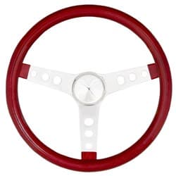 GRANT RED FLAKE 15" 3 SPOKE CHROME DRILLED STEERING WHEEL GRANT - 8465