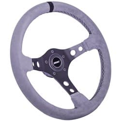 GRANT RACING 14" 3 SPOKE BLACK ALLOY/GREY SUEDE ROUND HOLE GRANT - 8514