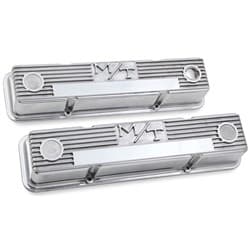CHEV S/B (M/T) VALVE COVERS POLISHED WITH M/T LOGO HOLLEY - 241-82
