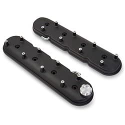 LS ALLOY VALVE COVERS BLACK WRINKLE, STOCK HT HOLLEY / HO241-91