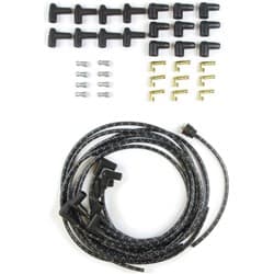 VINTAGE PLUG WIRES, 90-DEGREE BLACK WRAP WITH BLUE TRACERS LOKAR / PW-1005