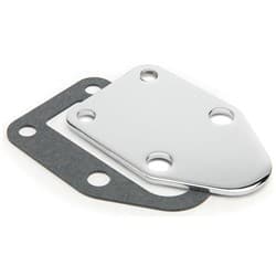SBC CHEV FUEL PUMP BLOCK OFF PLATE CHROME. 265-400 CHEV MRG - 1515