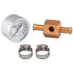 INLINE FUEL PRESSURE GAUGE 15lb, SUIT 3/8 HOSE MRG - 1560