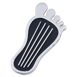 FOOT PRINT GAS PEDAL PAD. ALUM CHROME & PAINTED BLACK TRIM MRG - 9645