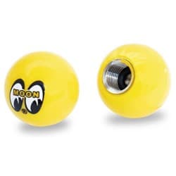 MOON YELLOW BALL AIR VALVE CAP PAIR YELLOW MOON BALL MOONEYES - AA111MN
