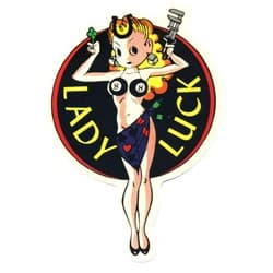 MOONEYES LADYLUCK STICKER 7 TALL   BLACK MOONEYES - LL1-6