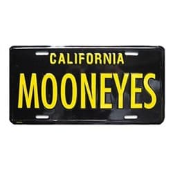 MOONEYES METAL LICENSE PLATE BLACK W/YELLOW WRITING MOONEYES - MG081BK