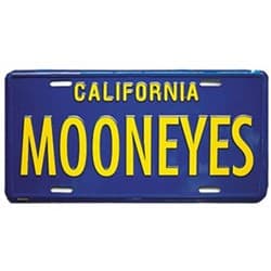 MOONEYES METAL LICENSE PLATE BLUE WITH YELLOW WRITING MOONEYES - MG081BL