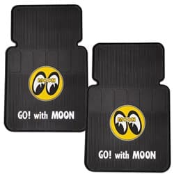 MOON RUBBER FLOOR MATS  PR BLACK W/EYES LOGO MOONEYES - MP025BK