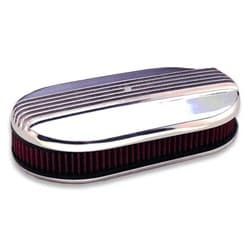 MOON OVAL FINNED AIR CLEANER ALUM POLISH SINGLE 4BBL 15X8X3 MOONEYES - MP710