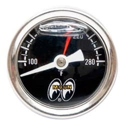 MOON 1-3/8 DIRECT WATER GAUGE BLACK FACE LIQUID FILLED MOONEYES - MPG109T1LF