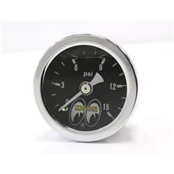 MOON 1-1/2 FUEL PRESSURE GAUG BLACK FACE 0-15LB MOUNT LIQUID MOONEYES - MPG110LF