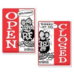 MOON RAT FINK OPEN CLOSED SIGN RED & WHITE     EA MOONEYES - RAF230