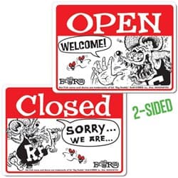 MOON RAT FINK OPEN CLOSED SIGN RED & WHITE HORIZONTAL   EA MOONEYES - RAF231
