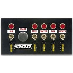 DRAG RACE SWITCH PANEL START BUTTON & 5 ON/OFF 4"X7.75" MOROSO / MO74131