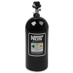 BLACK 10LB NOS BOTTLE SUPER HI FLOW VALVE & GAUGE. 21" TALL NOS - 14745BNOS