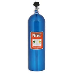 NOS 15LB NITROUS BOTTLE, BLUE W/ SUPER HI FLOW VALVE & GAUGE NOS - 14750
