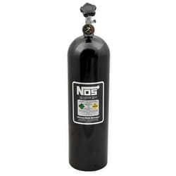 NOS 15LB NITROUS BOTTLE, BLACK W/ SUPER HI FLOW VALVE & GAUGE NOS - 14750BNOS