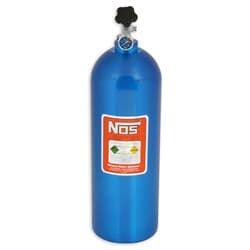 NOS 20LB NITROUS BOTTLE, BLUE W/ SUPER HI FLOW VALVE & GAUGE NOS - 14760