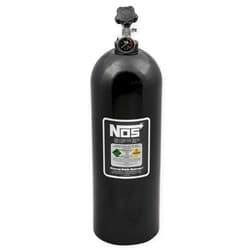 NOS 20LB NITROUS BOTTLE, BLACK W/ SUPER HI FLOW VALVE & GAUGE NOS - 14760BNOS