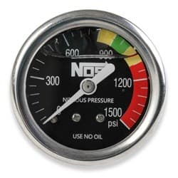 NITROUS PRESSURE GAUGE 1-1/2" LIQUID FILLED BLACK 0-1500PSI NOS - 15919