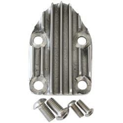 FINNED SBC FUEL PUMP BLOCK OFF ALUMINIUM POLISHED OBRIEN - BOSB