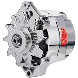 CHROME ALTERNATOR 85AMP GM 10SI, 1 OR 3 WIRE, V-PULLEY POWERMAST - 17127