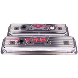 CHROME VALVE COVERS, SBC SHORT CENTRE BOLT, RED BOWTIE PROFORM - 141-107