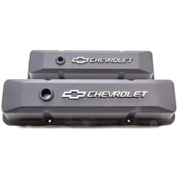 CAST VALVE COVERS, SBC TALL BLACK CRINKLE, MILLED EMBLEM PROFORM - 141-119