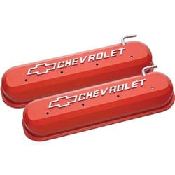 SLANT EDGE VALVE COVERS, LS CHEVY ORANGE, RAISED EMBLEM PROFORM - 141-261